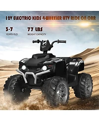 Sugift 12V Kids Ride on Atv with Led Lights and Treaded Tires and Led lights