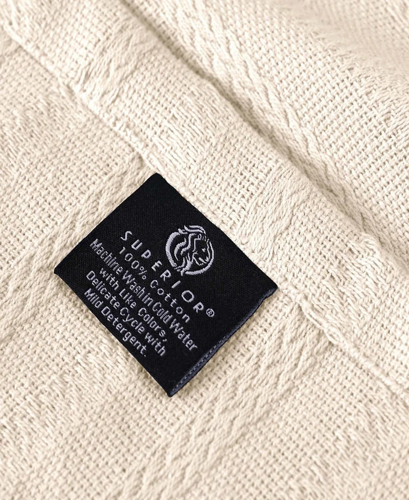 Superior Clara Cotton Textured Striped Lightweight Woven Throw, 50" x 60"