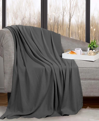 Superior Nobel Cotton Jacquard Dobby Weave Textured Chevron Lightweight Woven Throw, 50" x 60"
