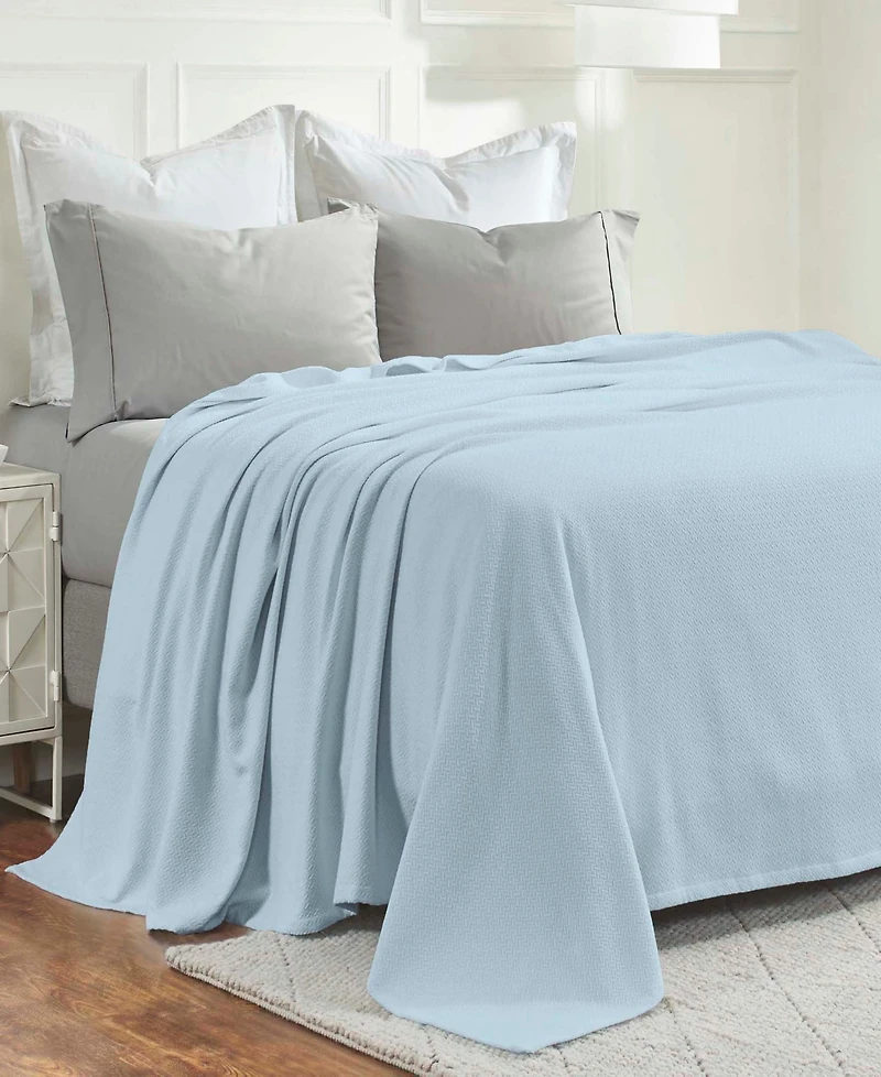 Superior Nobel Cotton Jacquard Dobby Weave Textured Chevron Lightweight Woven Blanket