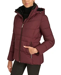 Calvin Klein Women's Faux-Fur-Lined Hooded Puffer Coat
