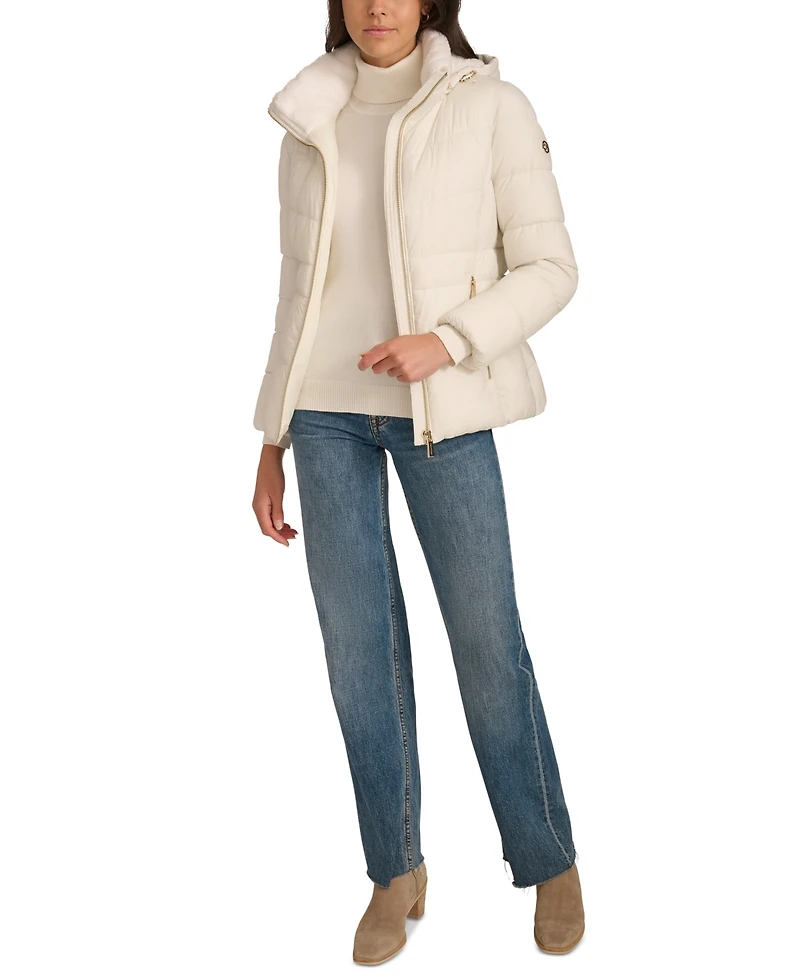 Calvin Klein Women's Faux-Fur-Lined Hooded Puffer Coat