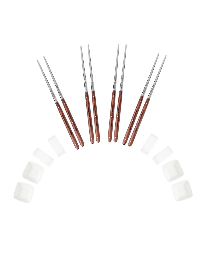 French Home Pakkawood Chopsticks, Ceramic Rests and Sauce Bowls, Set of 4 Pairs