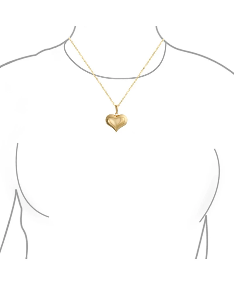 Bling Jewelry Simple Plain Large Heart Shape Pendant Necklace Gold Plated