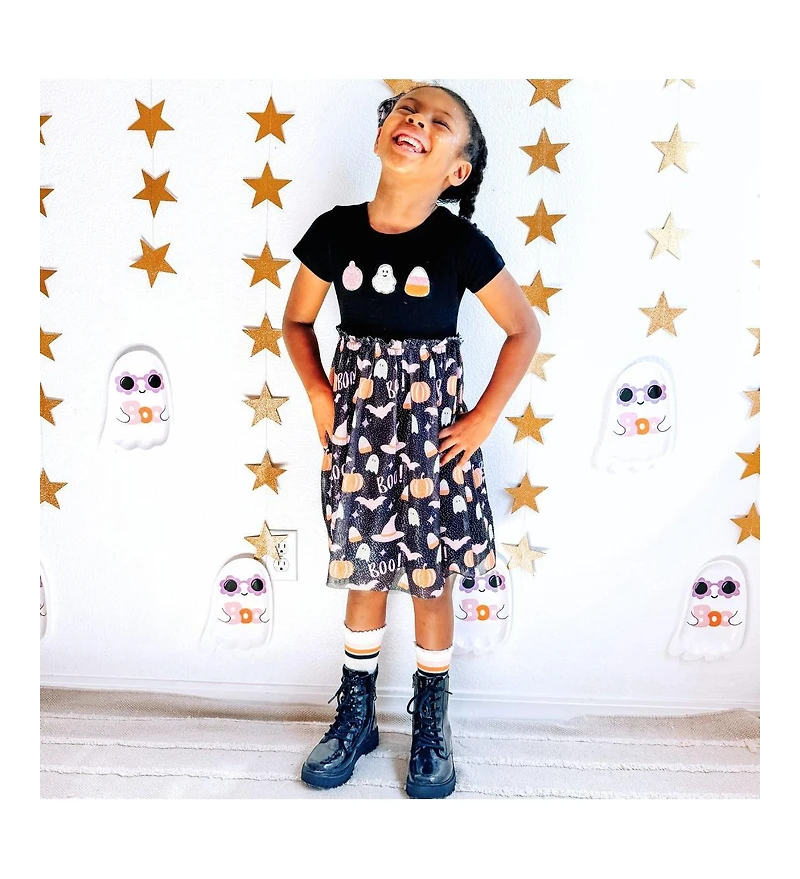Sweet Wink Toddler Girls Boo Halloween Short Sleeve Tutu Dress