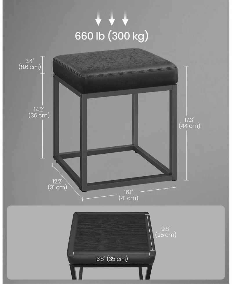Slickblue Rectangle Ottoman Footstool Steel Frame