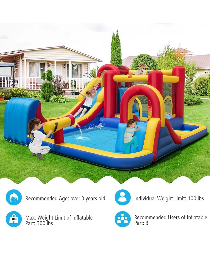 Inolait 7 in 1 Outdoor Inflatable Bounce House with Water Slides and Splash Pools with 950W Blower