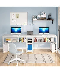 Tribesigns Two Person Desk with Bookshelf, 78.7 Computer Office Double for Person,Writing Workstation Shelf Home