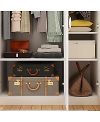 Famapy White 3-Doors Armoires Wardrobe with Hanging Rod and Storage Cubes