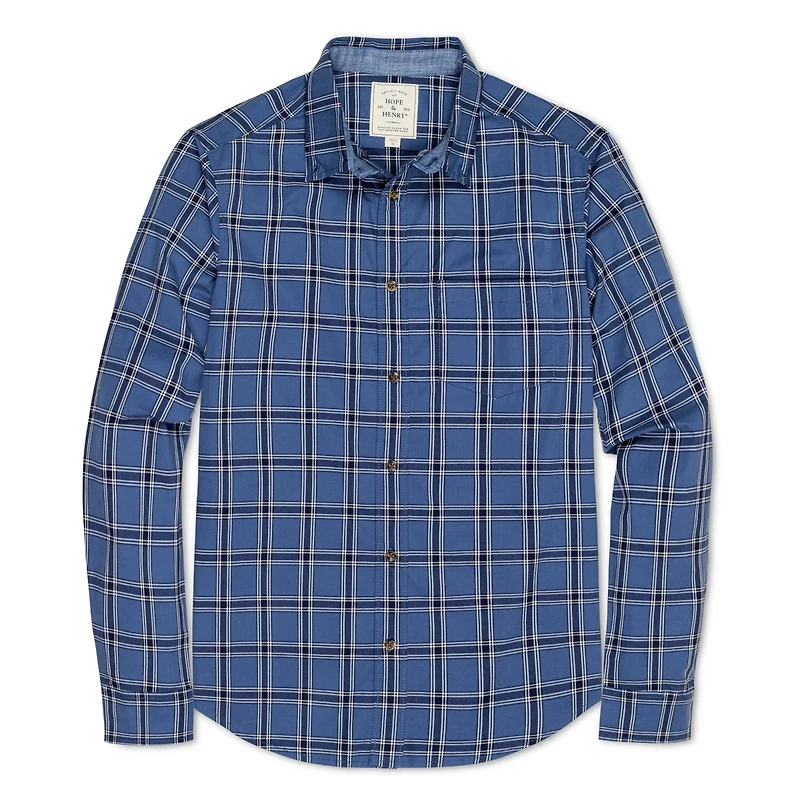 Hope & Henry Men's Organic Long Sleeve Stretch Poplin Button Down Shirt