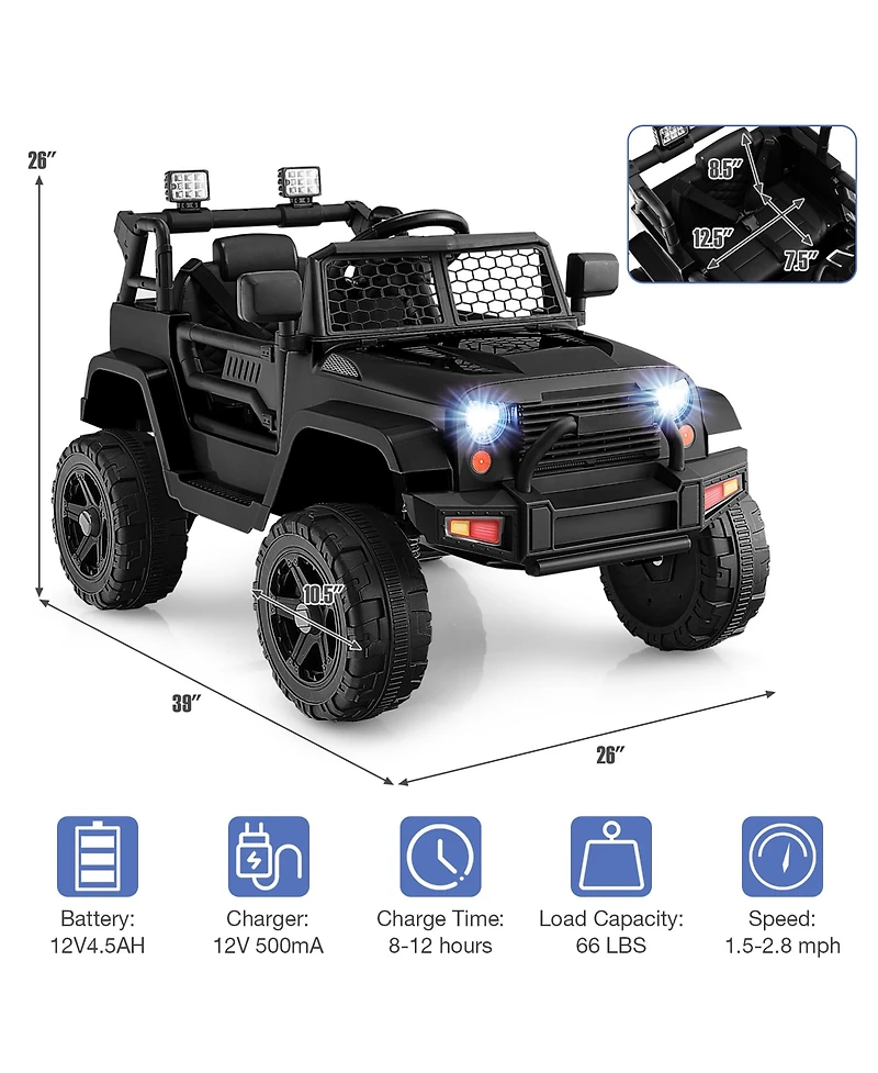 Gymax 12V Kids Ride On Truck Car Electric Vehicle Remote w/ Music & Light Pink