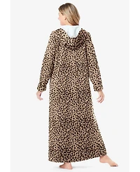 Dreams & Co. Plus Long Hooded Fleece Sweatshirt Robe