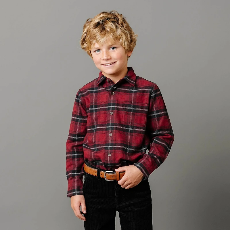 Hope & Henry Boys Long Sleeve Flannel Button Down Shirt