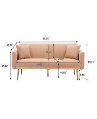 Mondawe Beige Velvet sofa , Accent .loveseat with metal feet
