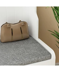 Famapy 68.5 in. White Wood 3-in-1 Hall Tree Coat Rack Storage Bench with 4-Metal Double Hooks and 2-Drawers, Shelves