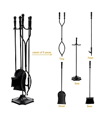 Sugift 31 inch 5 Pieces Metal Fireplace Tool Set with Stand