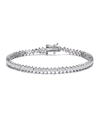 White Gold Plated Clear Round Cubic Zirconia Tennis Bracelet