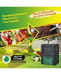 Sugift 80-Gallon Outdoor Composter with Large Openable Lid and Bottom Exit Door