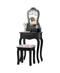 Costway Vanity Jewelry Makeup Dressing Table Stool Drawer