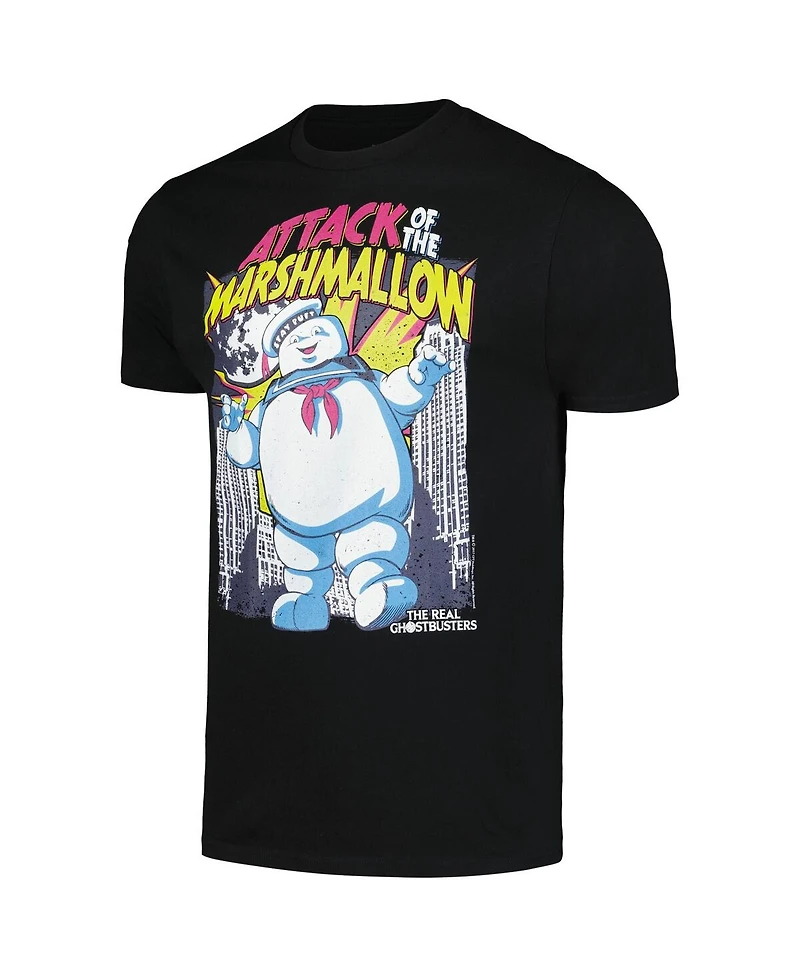 American Classics Men's and Women's Black the Real Ghostbusters Marshmallow Attacks Graphic T-Shirt