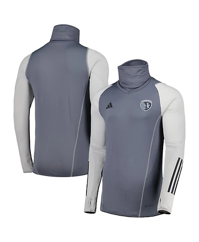 Adidas Men's Gray Sporting Kansas City Warm Raglan Cold.rdy Top