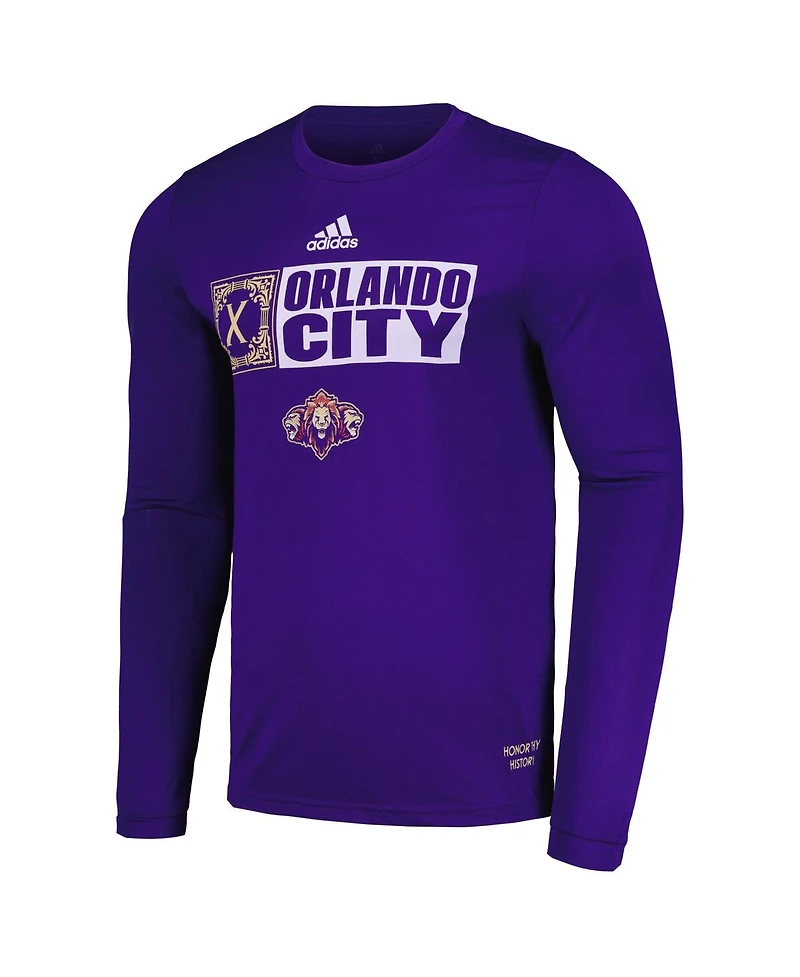 Adidas Men's Purple Orlando City Sc 2024 Jersey Hook Aeroready Long Sleeve T-Shirt