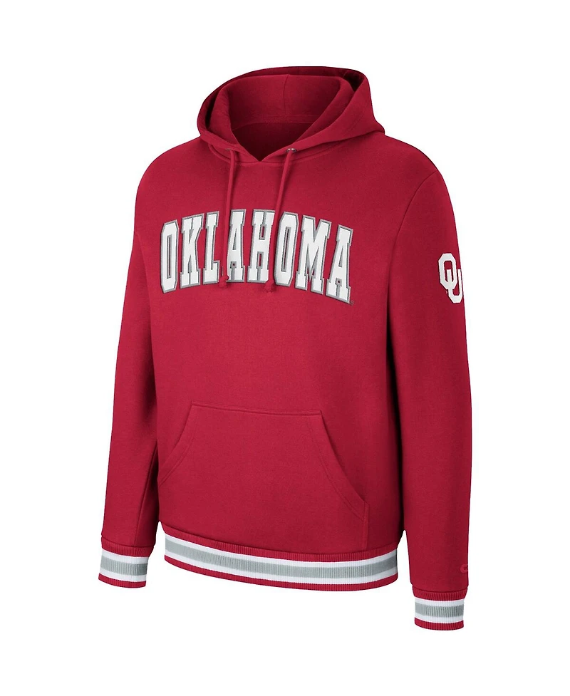 Colosseum Men's Crimson Oklahoma Sooners Varsity Arch Pullover Hoodie