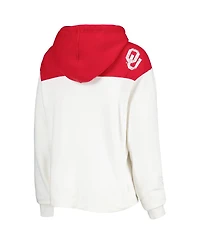 Pressbox Women's White/Crimson Oklahoma Sooners Chicago 2-Hit Yoke Pullover Hoodie