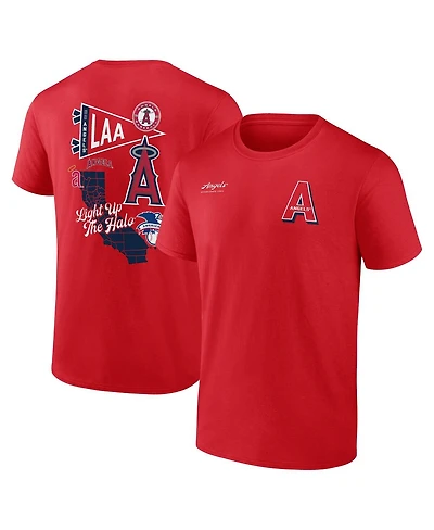 Fanatics Men's Red Los Angeles Angels Split Zone T-Shirt