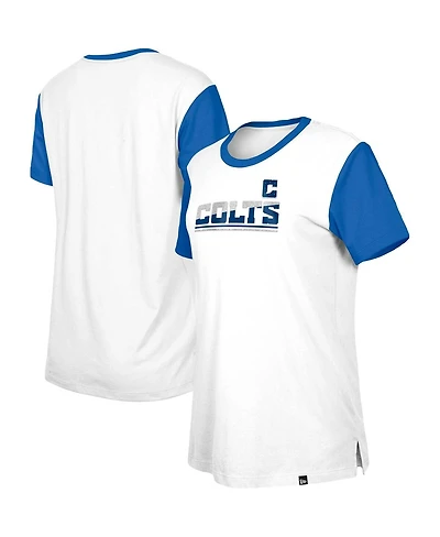 New Era Women's White/Royal Indianapolis Colts Third Down Colorblock T-Shirt
