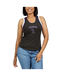 Wear by Erin Andrews Women's Black Colorado Rockies Colorblock Racerback Tank Top