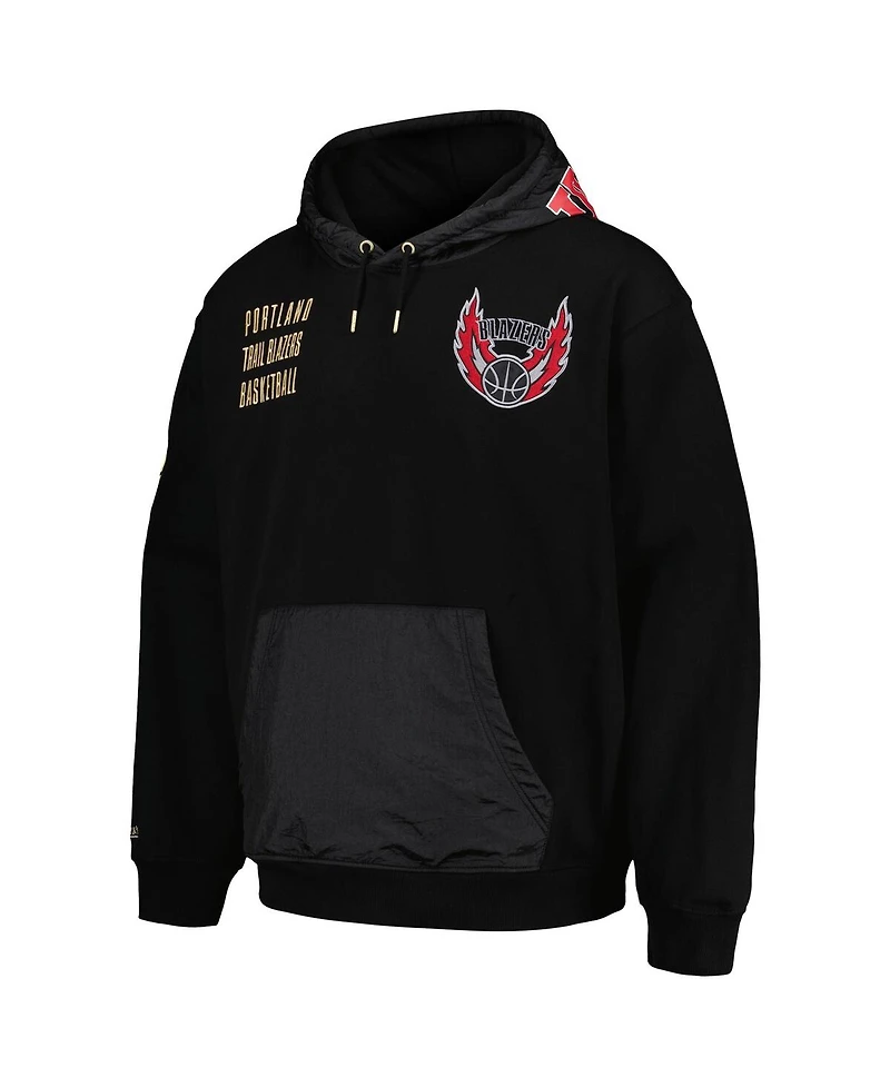 Mitchell & Ness Men's Black Portland Trail Blazers Team Og 2.0 Vintage Logo Fleece Pullover Hoodie