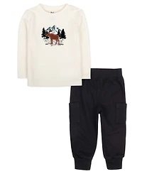 Baby Essentials Boy Woodland Cozy Hooded Jacket, Top & Pant, 3-Piece Set