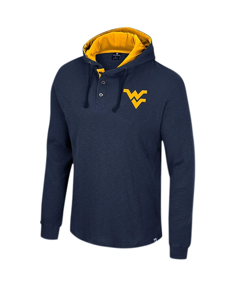 Colosseum Men's Navy West Virginia Mountaineers Affirmative Thermal Hoodie Long Sleeve T-Shirt