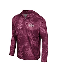 Colosseum Men's Maroon Mississippi State Bulldogs Palms Printed Lightweight Quarter-Zip Hooded Top