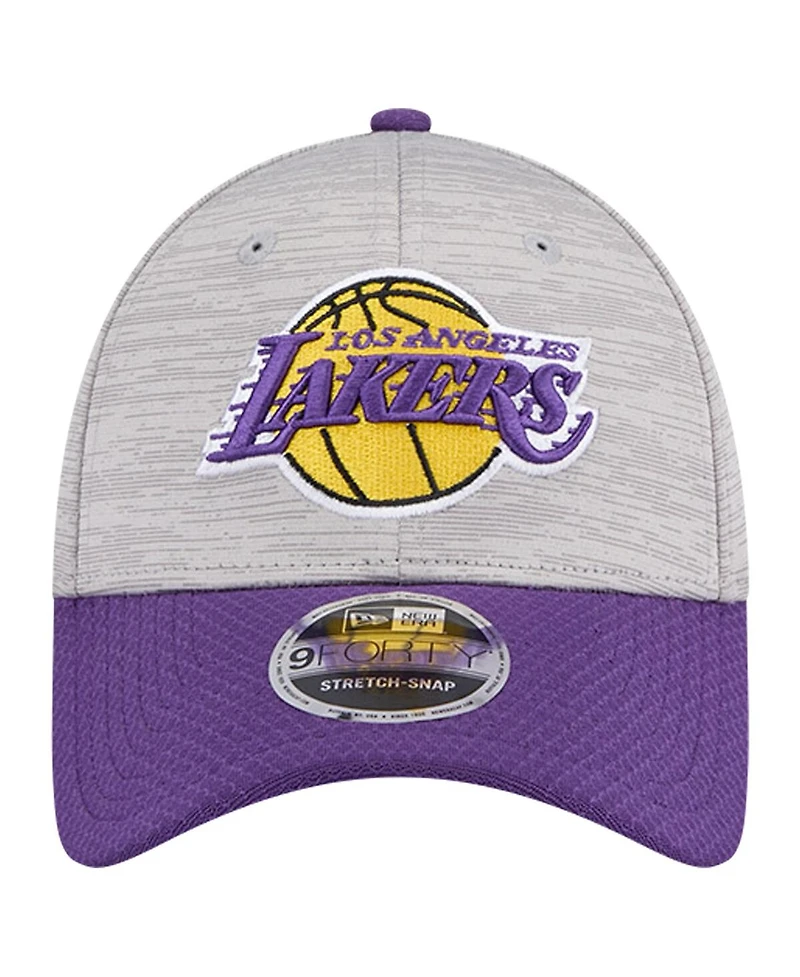 New Era Men's Heather Gray/Purple Los Angeles Lakers Active Digi-Tech Two-Tone 9FORTY Adjustable Hat