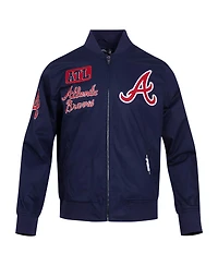 Pro Standard Men's Navy Atlanta Braves Twill Full-Zip Jacket