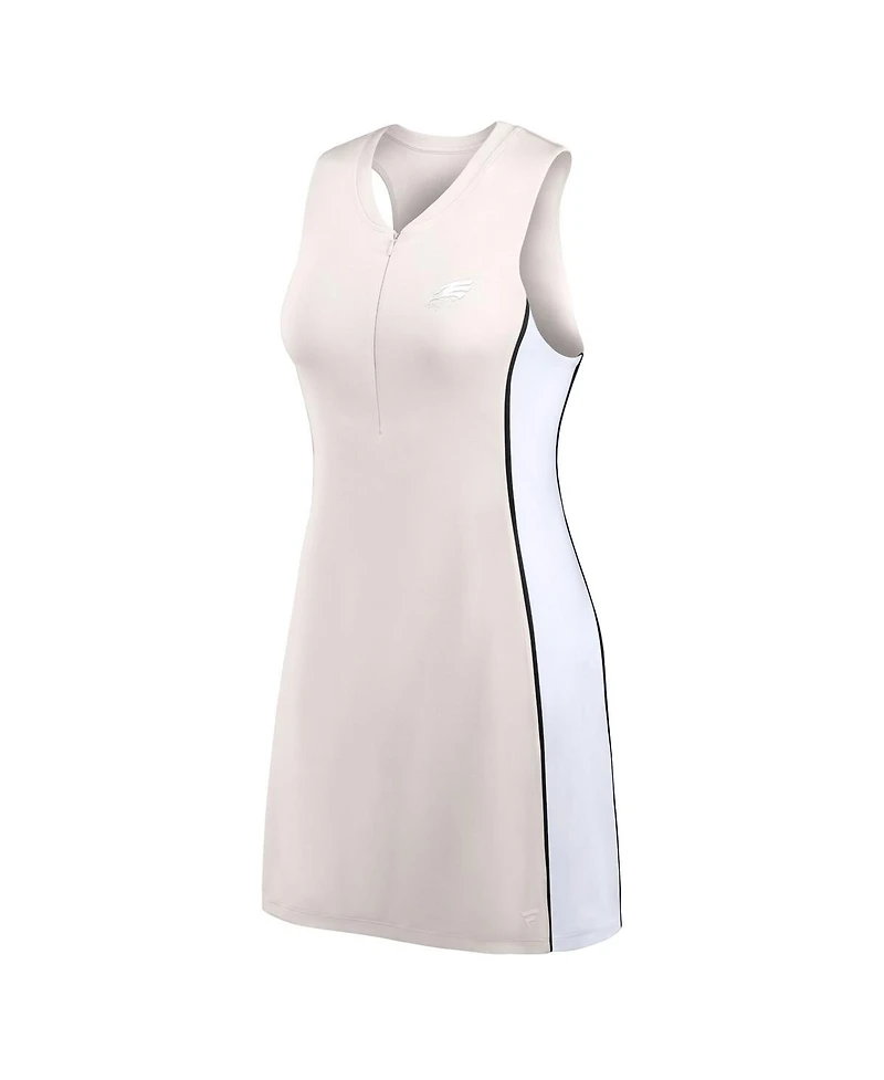 Fanatics Women's Cream Philadelphia Eagles Studio Boost Athletic Half-Zip Dress