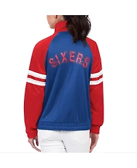 G-iii 4Her by Carl Banks Women's Royal Philadelphia 76ers Main Player Raglan Rhinestone Full-Zip Track Jacket