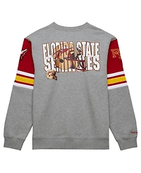 Mitchell & Ness Men's Heather Gray Florida State Seminoles Throwback Allover 4.0 Pullover Sweatshirt