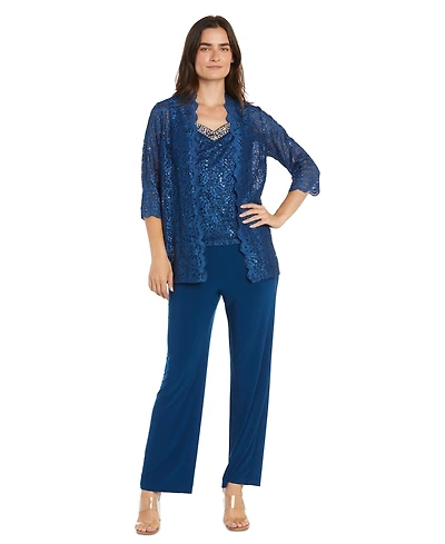R & M Richards Plus Size Embellished Jacket, Sleeveless Top and Pants Set