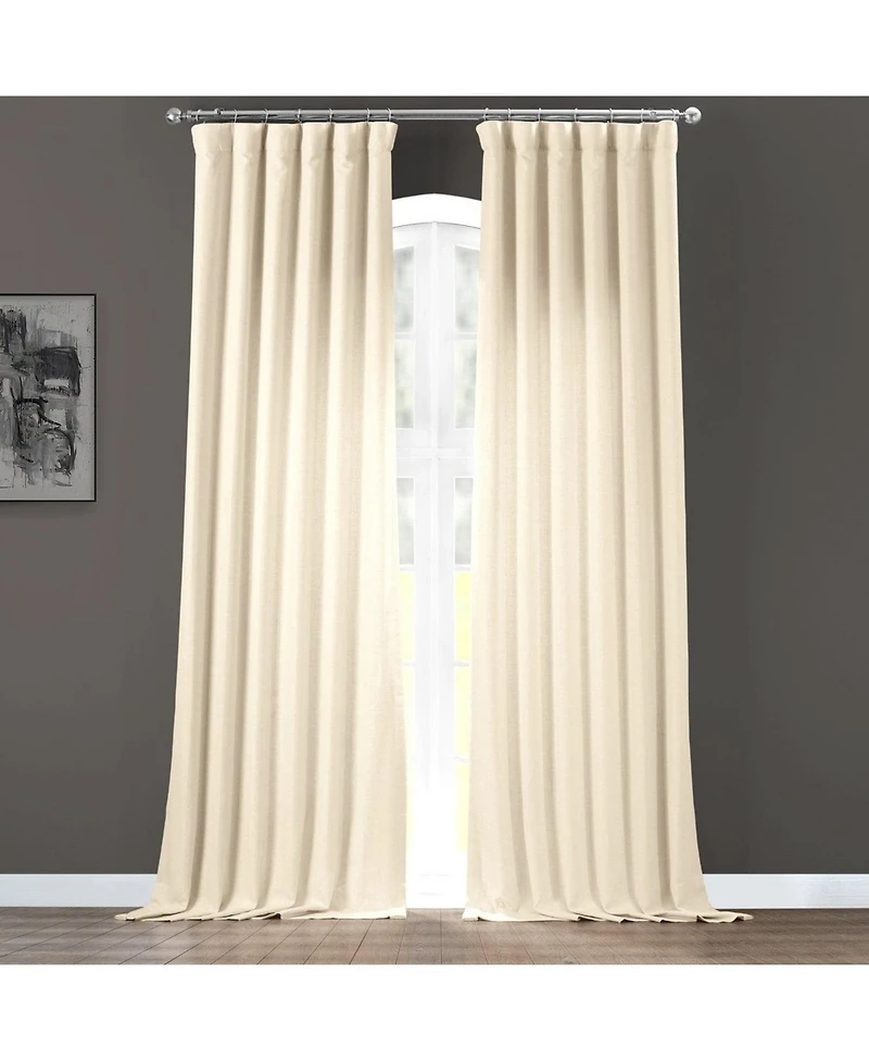 Half Price Drapes Parchment Cream Italian Faux Linen Room Darkening Curtain