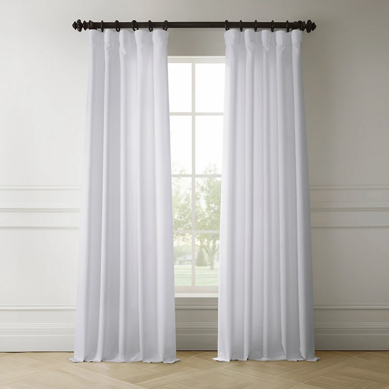 Half Price Drapes Dove White Italian Faux Linen Room Darkening Curtain