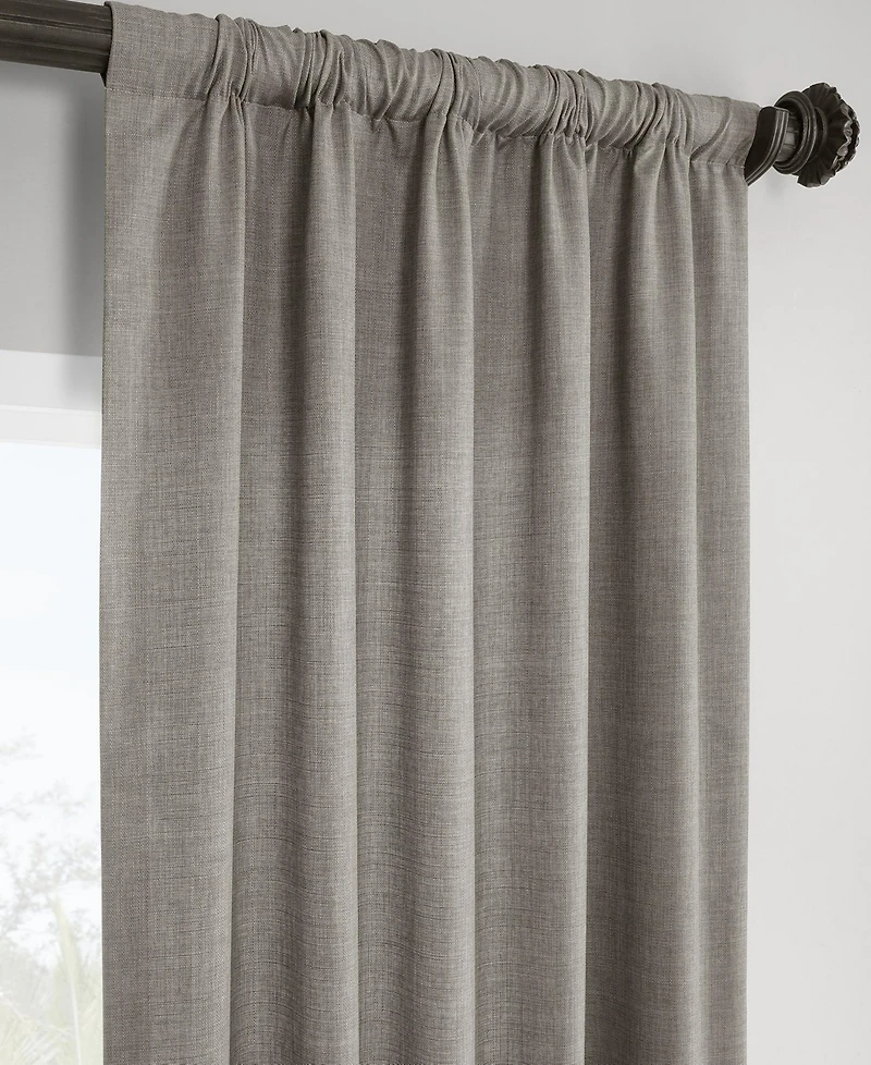 Half Price Drapes Fossil Grey Italian Faux Linen Room Darkening Curtain