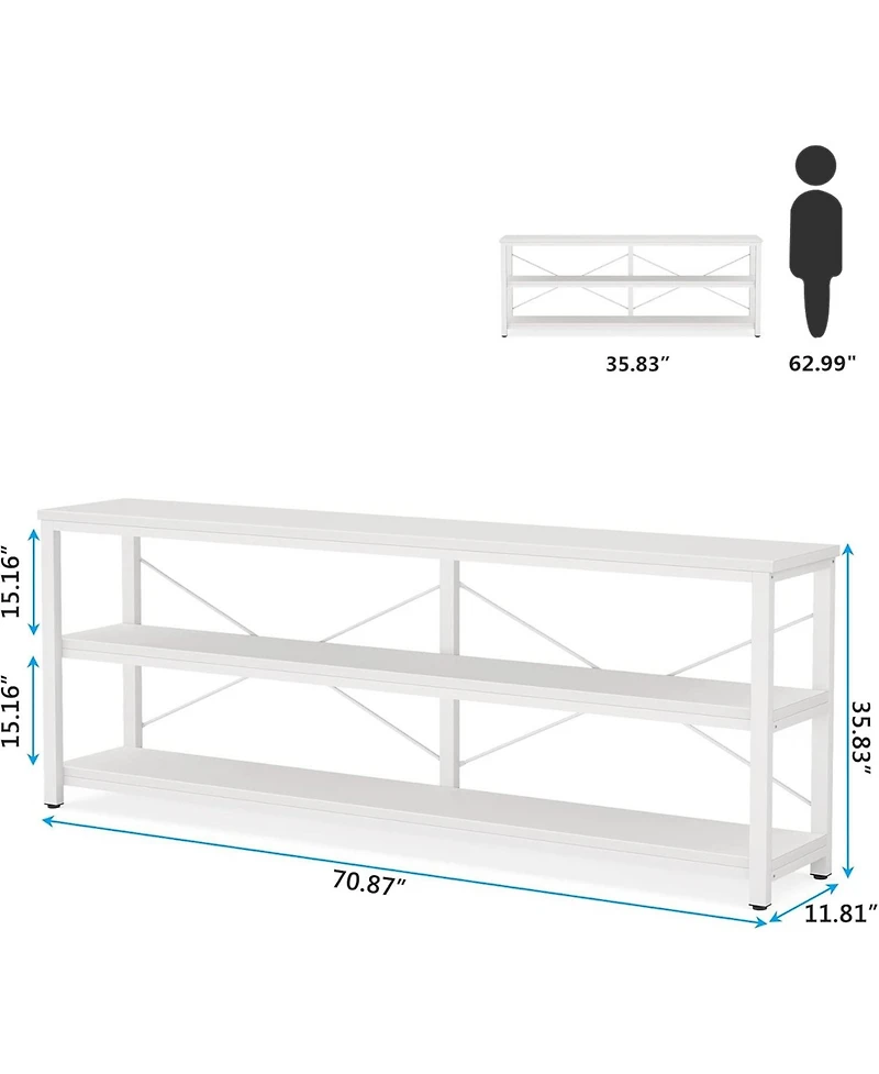 Tribesigns 71" Sofa Tables,Extra Long Couch Table, Narrow Long Console Table, Entryway Table,Sofa Table with 3 Tiers Storage Shelves