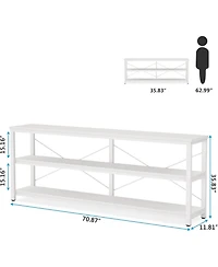 Tribesigns 71" Sofa Tables,Extra Long Couch Table, Narrow Long Console Table, Entryway Table,Sofa Table with 3 Tiers Storage Shelves