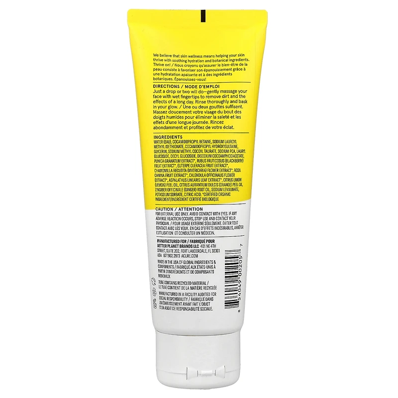 Acure Brightening Cleansing Gel Pomegranate Blackberry & Acai