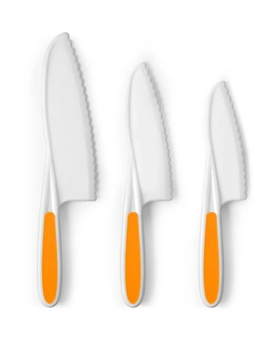 3-Piece Kids Knife Set for Real Cooking & Baking with Serrated Edges