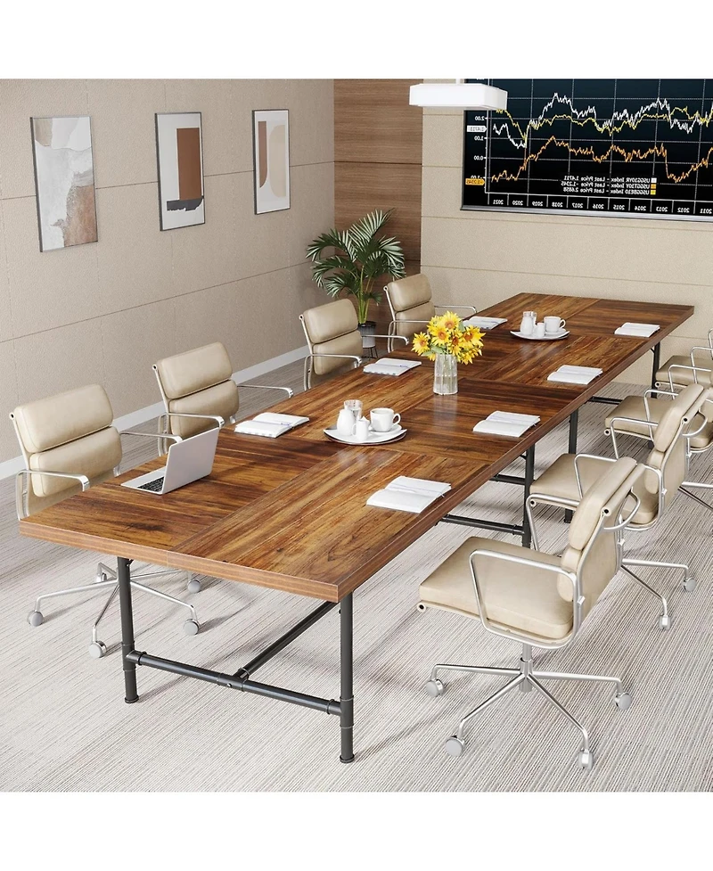 Tribesigns 6FT Conference Table, Rustic Rectangle 70.8" W x 35.4" D Meeting Table, Industrial Seminar Table Boardroom Desk