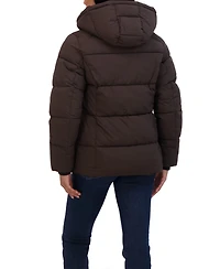 Sebby Collection Women's Short Hooded Stretch Puffer Jacket